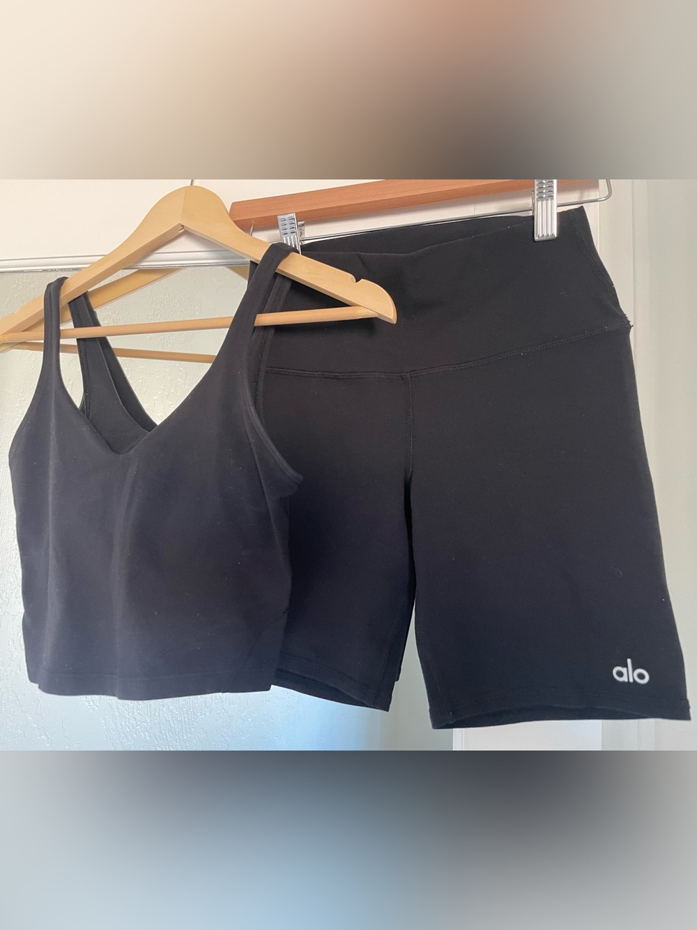 Black Lululemon Tank size 2 and Alo High-Waist Shorts size small Set